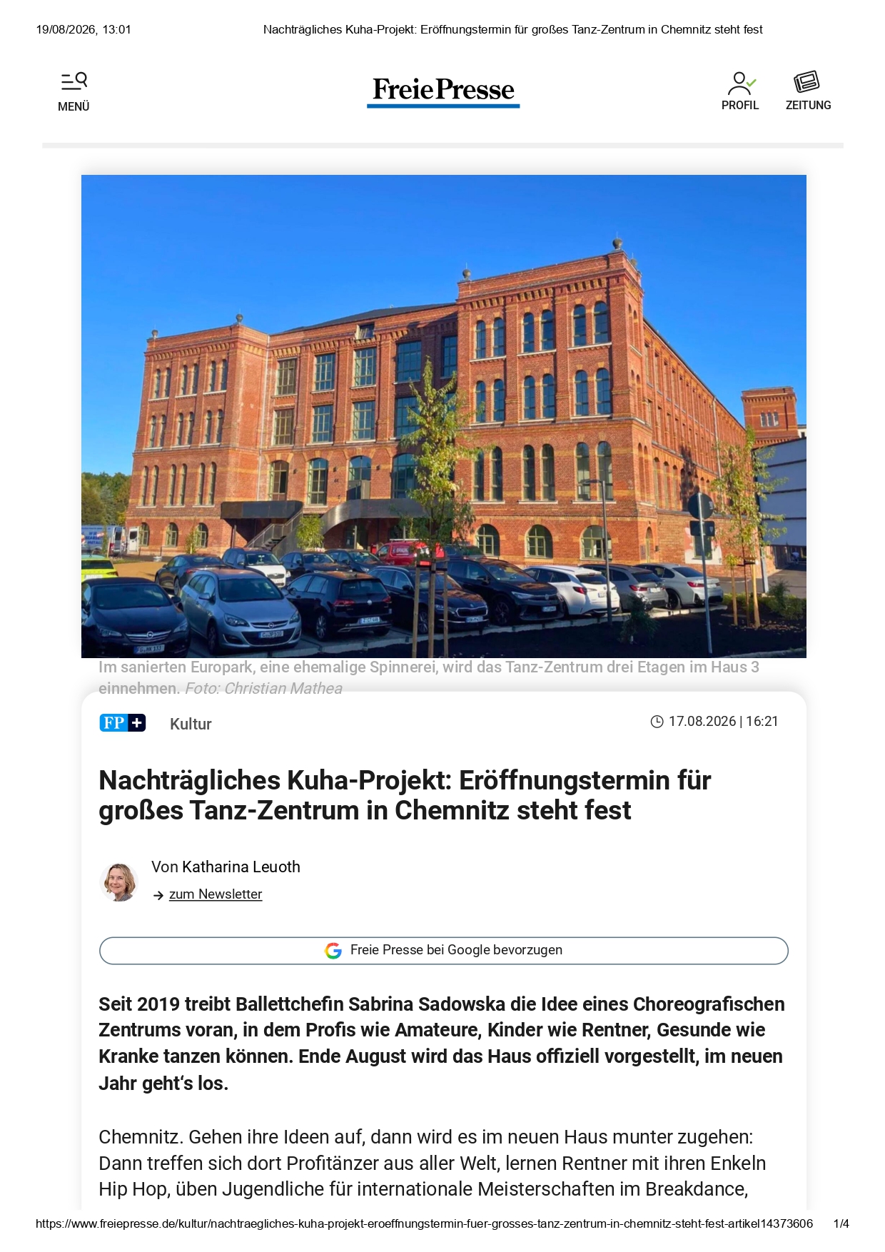 Neues Tanz-Zentrum in Chemnitz